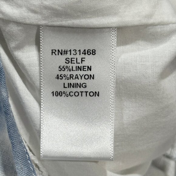 FATE Linen Blend Sleeveless Romper Jumper MEDIUM White Blue Tie Dye Beachy BOHO - Picture 7 of 9